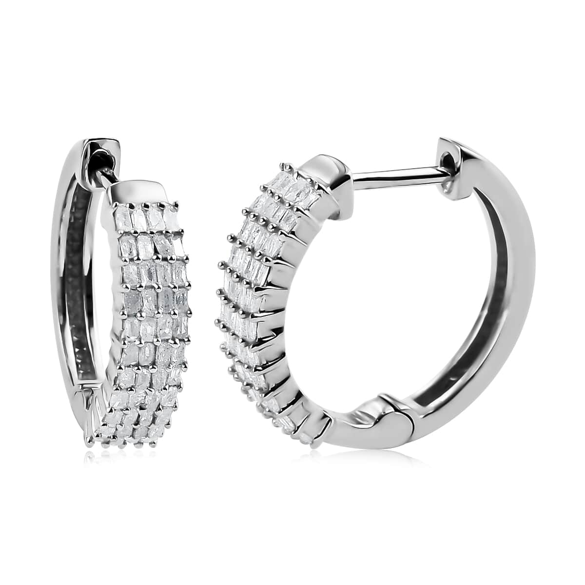 Diamond Hoop Earrings in Platinum Over Sterling Silver 0.50 ctw image number 0