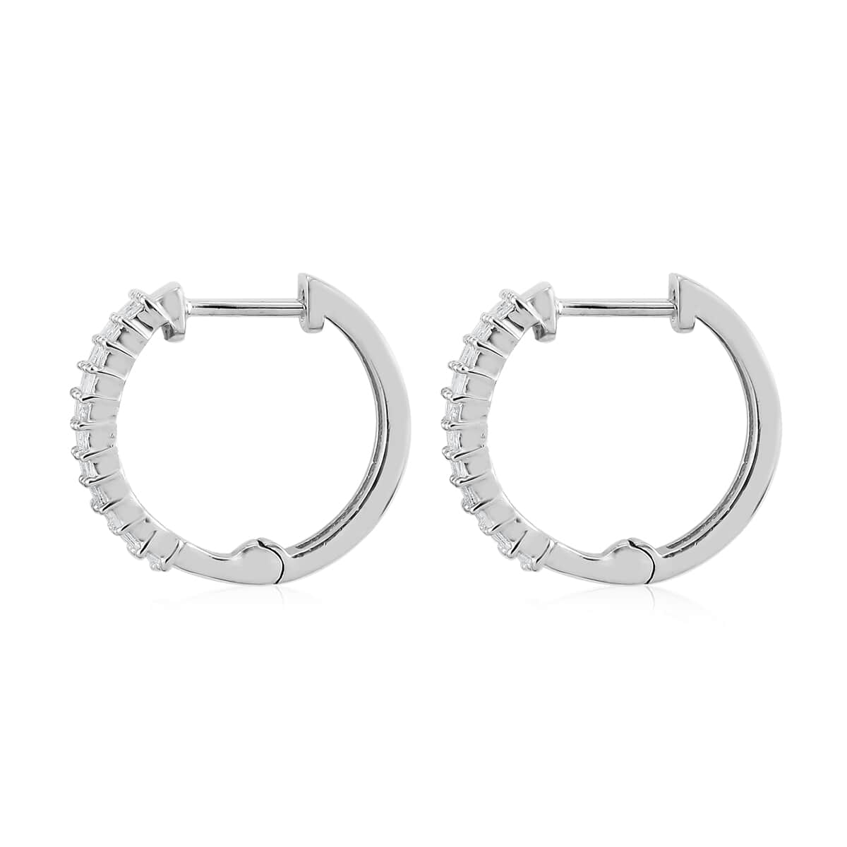 Diamond Hoop Earrings in Platinum Over Sterling Silver 0.50 ctw image number 3