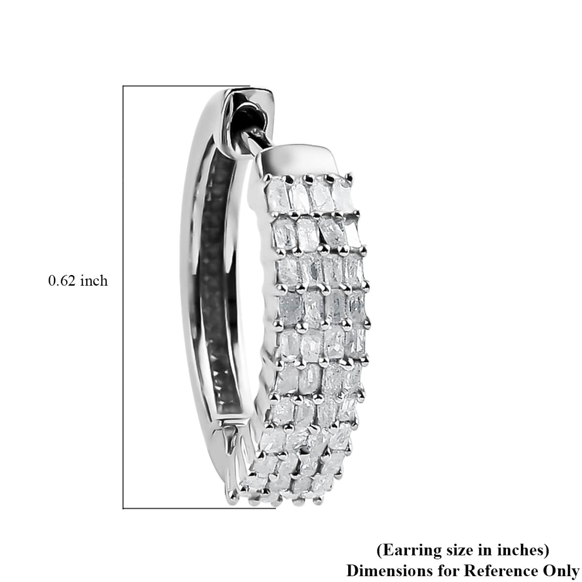Diamond Hoop Earrings in Platinum Over Sterling Silver 0.50 ctw image number 4