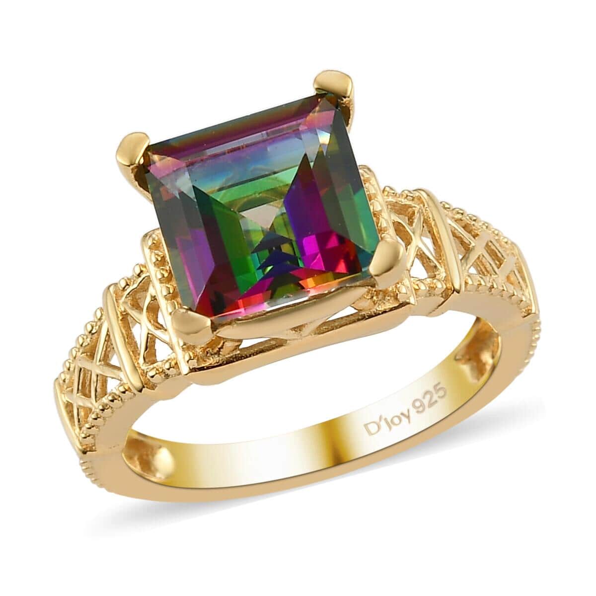 Northern Lights Mystic Topaz Solitaire Ring in Vermeil Yellow Gold Over Sterling Silver (Size 7.0) 3.50 ctw image number 0