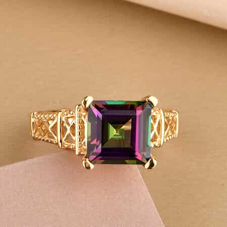 Northern Lights Mystic Topaz Solitaire Ring in Vermeil Yellow Gold Over Sterling Silver (Size 7.0) 3.50 ctw image number 1