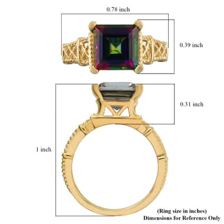 Northern Lights Mystic Topaz Solitaire Ring in Vermeil Yellow Gold Over Sterling Silver (Size 7.0) 3.50 ctw image number 5