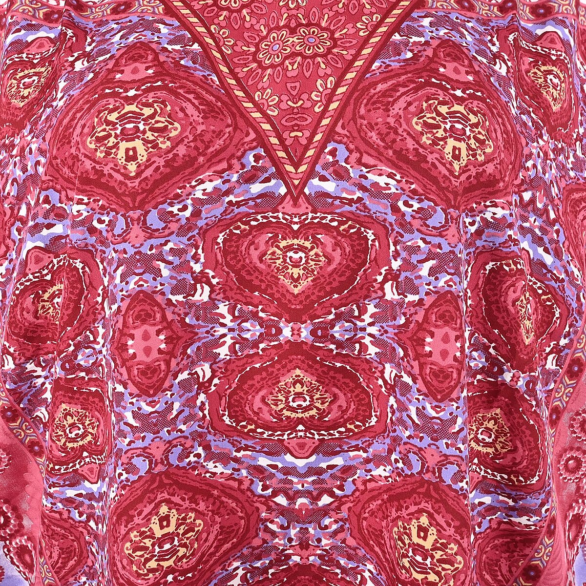 Tamsy Dark Pink Floral Screen Printed Short Kaftan - One Size Fits Most image number 4