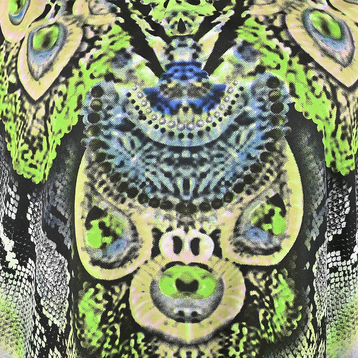 Tamsy Green Snake Screen Printed Short Kaftan - One Size Fits Most image number 4