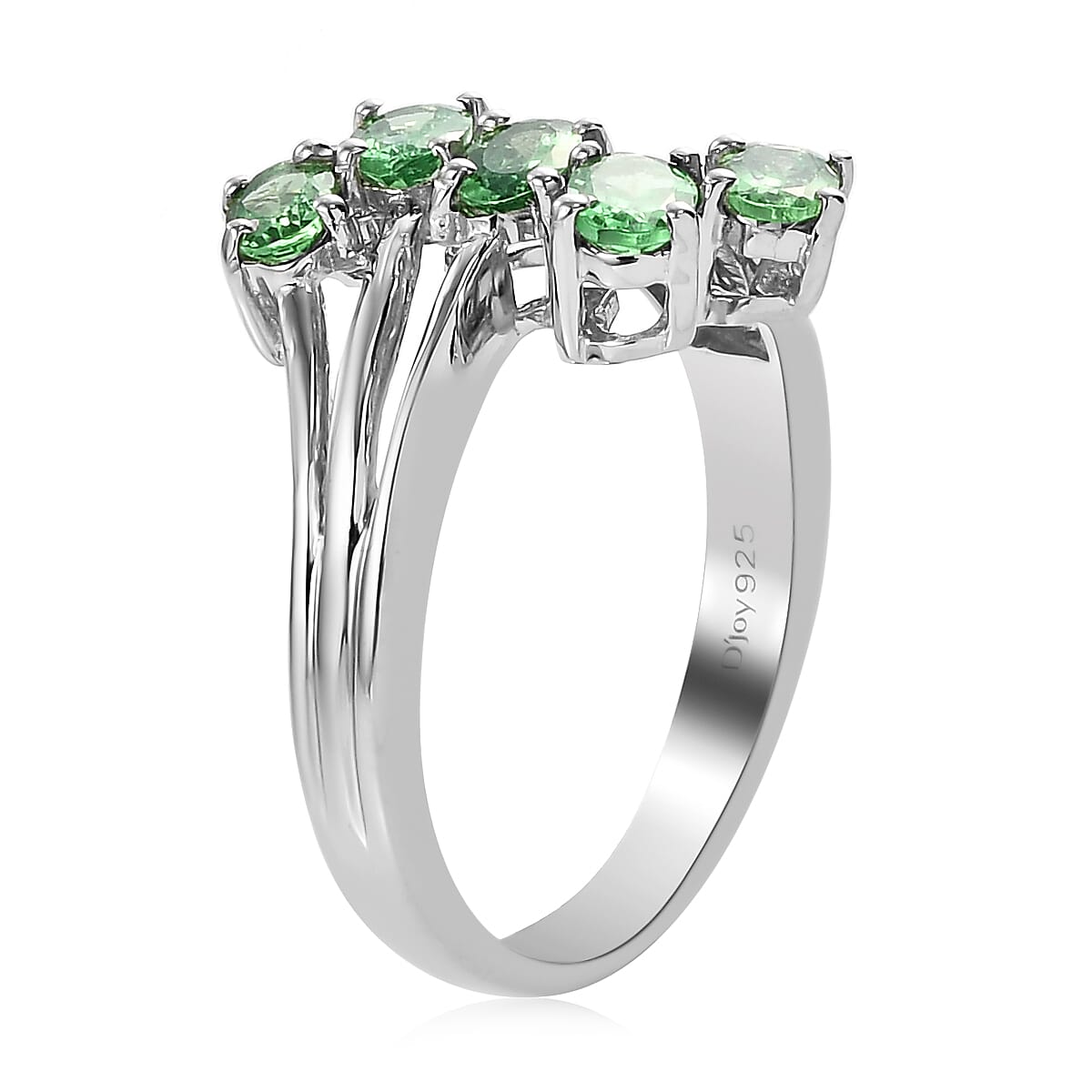 Natural Tsavorite Garnet Bypass Ring in Platinum Over Sterling Silver (Size 8.0) 1.35 ctw image number 3