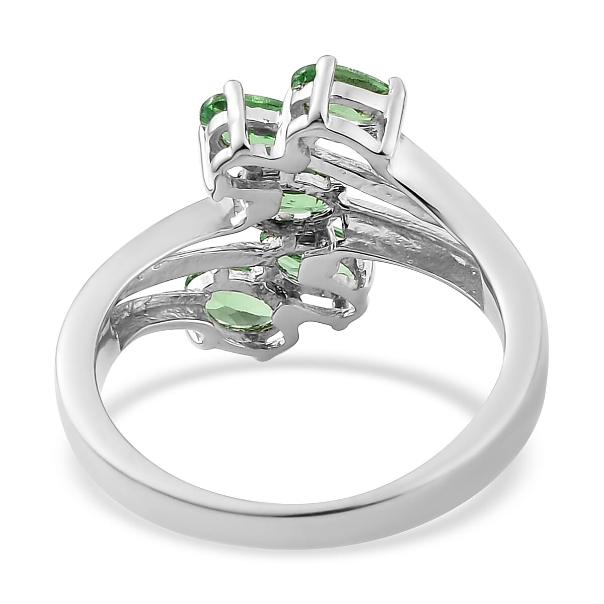 Natural Tsavorite Garnet Bypass Ring in Platinum Over Sterling Silver (Size 8.0) 1.35 ctw image number 4