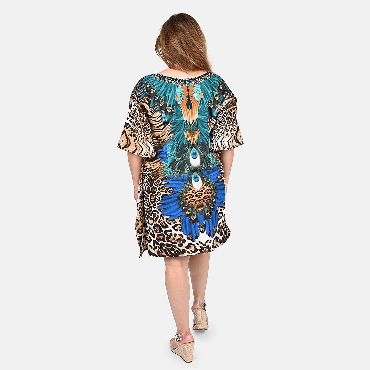 TLV TAMSY Brown Snake Screen Printed Short Kaftan - One Size Fits Most image number 1