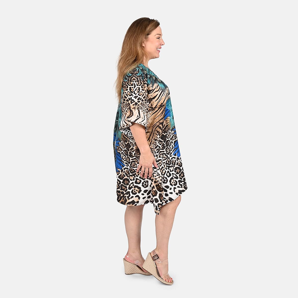 TLV TAMSY Brown Snake Screen Printed Short Kaftan - One Size Fits Most image number 2