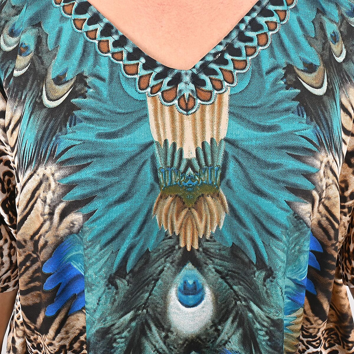 TLV TAMSY Brown Snake Screen Printed Short Kaftan - One Size Fits Most image number 4