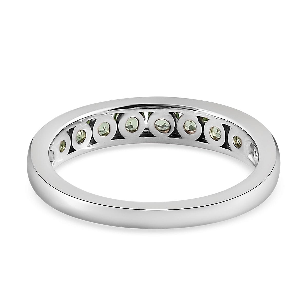 Premium Natural Tsavorite Garnet Half Eternity Band Ring in Platinum Over Sterling Silver (Size 10.0) 0.65 ctw