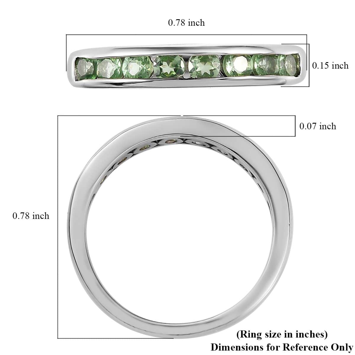 Premium Natural Tsavorite Garnet Half Eternity Band Ring in Platinum Over Sterling Silver (Size 7.0) 0.65 ctw image number 5