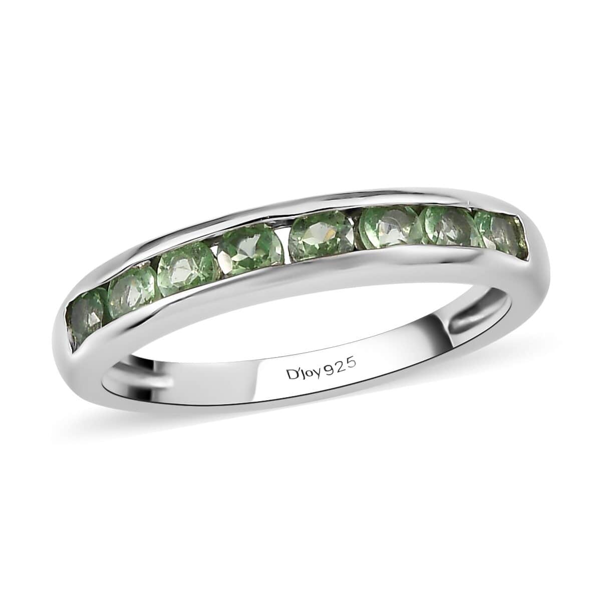 Premium Natural Tsavorite Garnet Half Eternity Band Ring in Platinum Over Sterling Silver (Size 9.0) 0.65 ctw image number 0