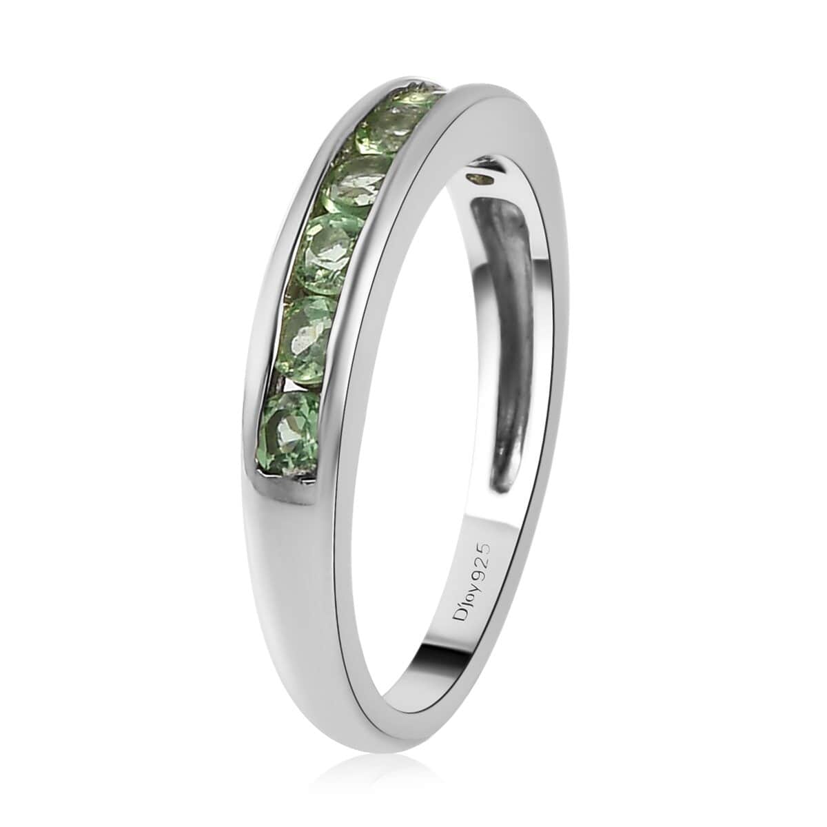 Premium Natural Tsavorite Garnet Half Eternity Band Ring in Platinum Over Sterling Silver (Size 9.0) 0.65 ctw image number 3