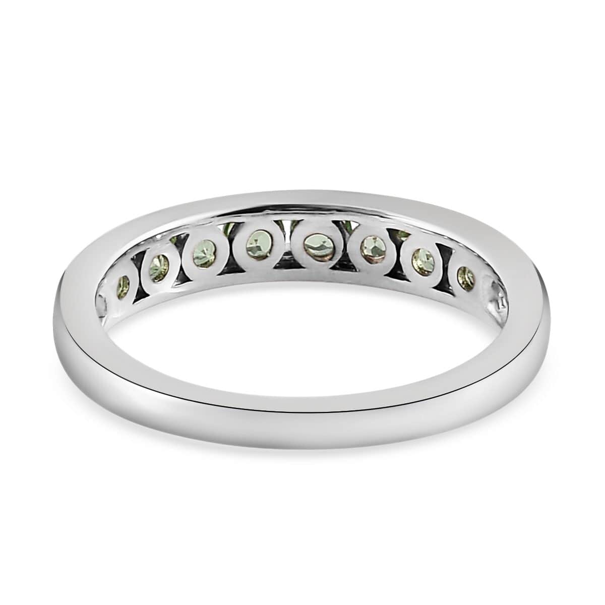 Premium Natural Tsavorite Garnet Half Eternity Band Ring in Platinum Over Sterling Silver (Size 9.0) 0.65 ctw image number 4