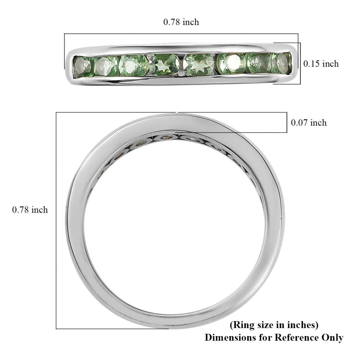 Premium Natural Tsavorite Garnet Half Eternity Band Ring in Platinum Over Sterling Silver (Size 9.0) 0.65 ctw image number 5