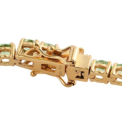 Natural Tsavorite Garnet Tennis Bracelet in Vermeil Yellow Gold Over Sterling Silver (7.25 In) 9.75 Grams 7.35 ctw