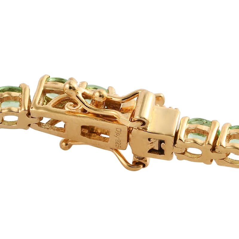 Natural Tsavorite Garnet Tennis Bracelet in Vermeil Yellow Gold Over Sterling Silver (7.25 In) 9.75 Grams 7.35 ctw