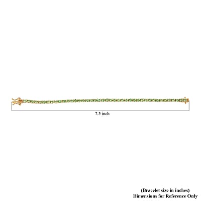 Natural Tsavorite Garnet Tennis Bracelet in Vermeil Yellow Gold Over Sterling Silver (7.25 In) 9.75 Grams 7.35 ctw