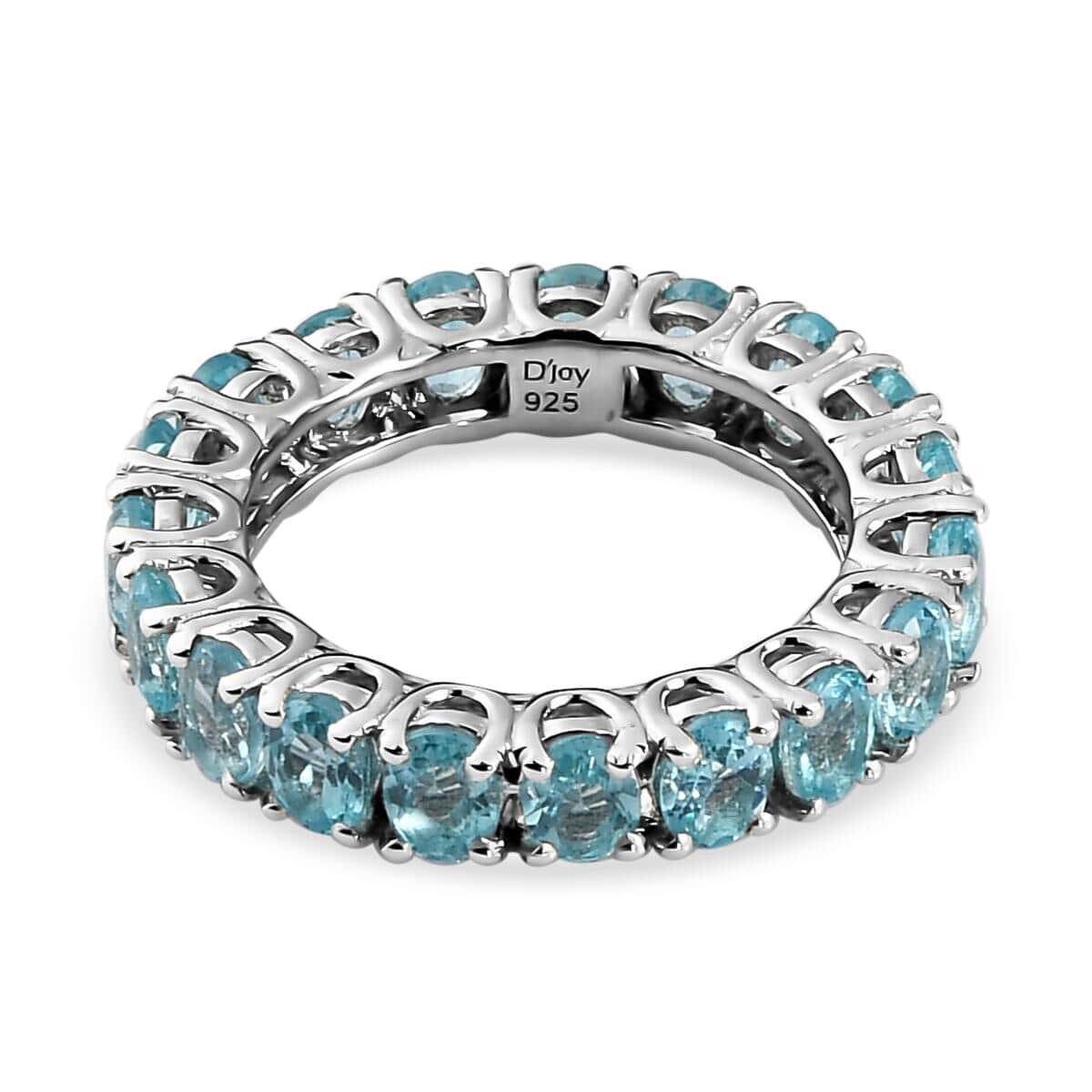 Madagascar Paraiba Apatite Eternity Band Ring in Platinum Over Sterling Silver (Size 5.0) 4.00 ctw image number 4