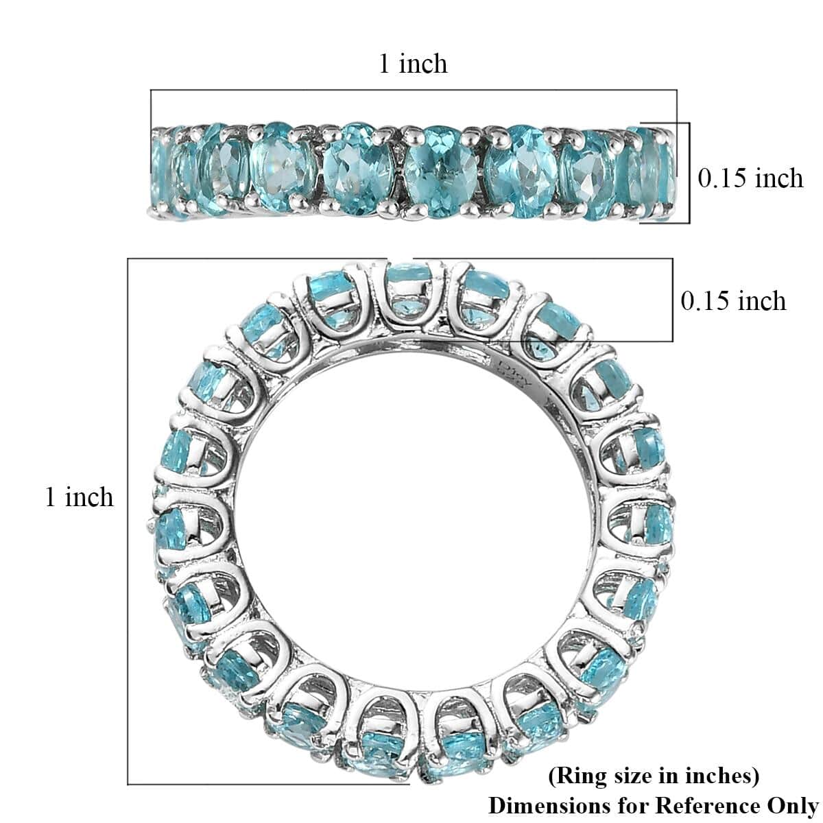 Madagascar Paraiba Apatite Eternity Band Ring in Platinum Over Sterling Silver (Size 5.0) 4.00 ctw image number 5