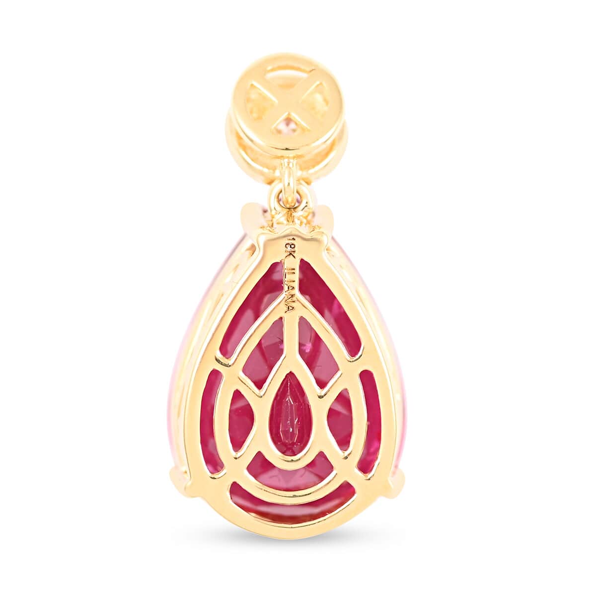 Certified Iliana 18K Yellow Gold AAA Ouro Fino Rubellite and G-H SI Diamond Pendant 6.85 ctw image number 3