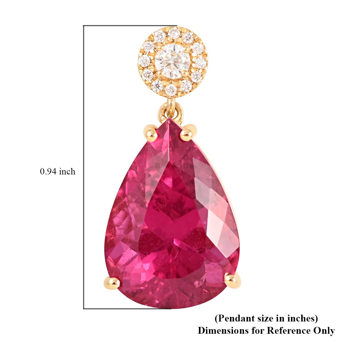 Certified Iliana 18K Yellow Gold AAA Ouro Fino Rubellite and G-H SI Diamond Pendant 6.85 ctw image number 4