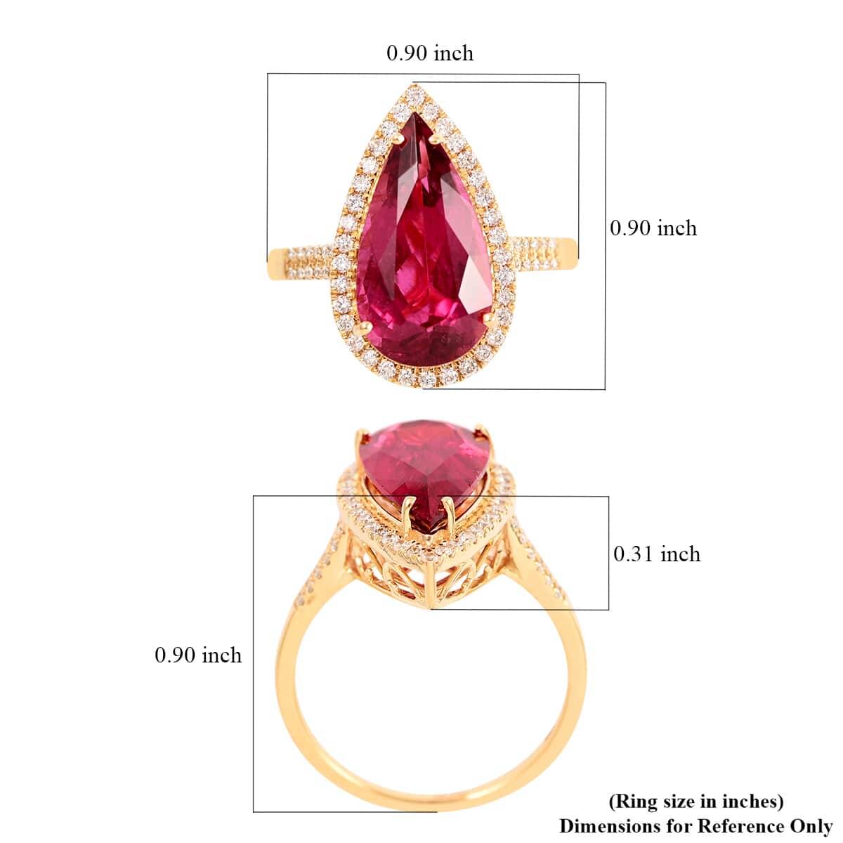 Certified & Appraised ILIANA 18K Yellow Gold AAA Ouro Fino Rubellite and G-H SI Diamond Halo Ring 5.25 Grams 6.10 ctw image number 5