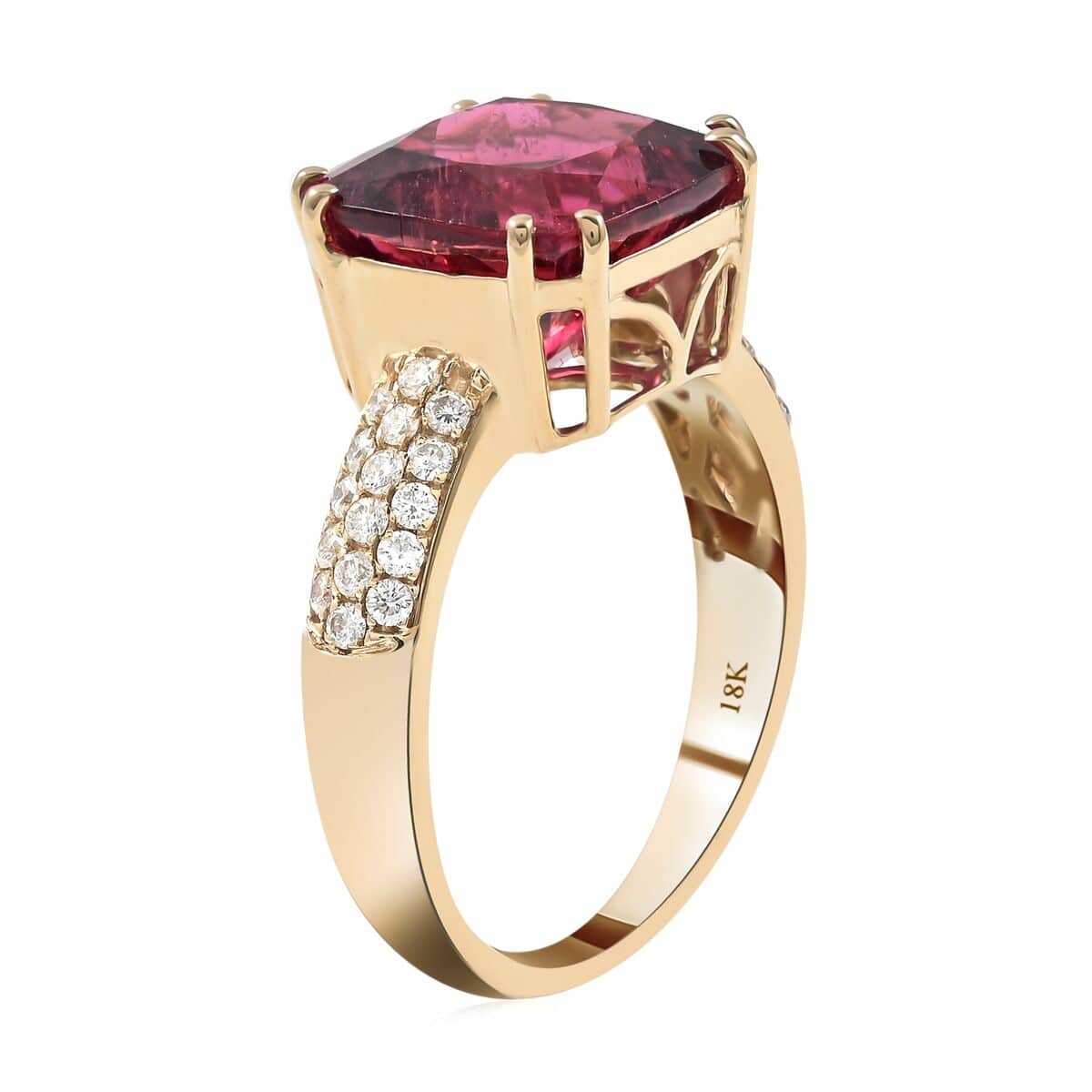 Certified Iliana 18K Yellow Gold AAA Ouro Fino Rubellite and G-H SI Diamond Ring (Size 7.0) 5.15 Grams 6.70 ctw image number 3