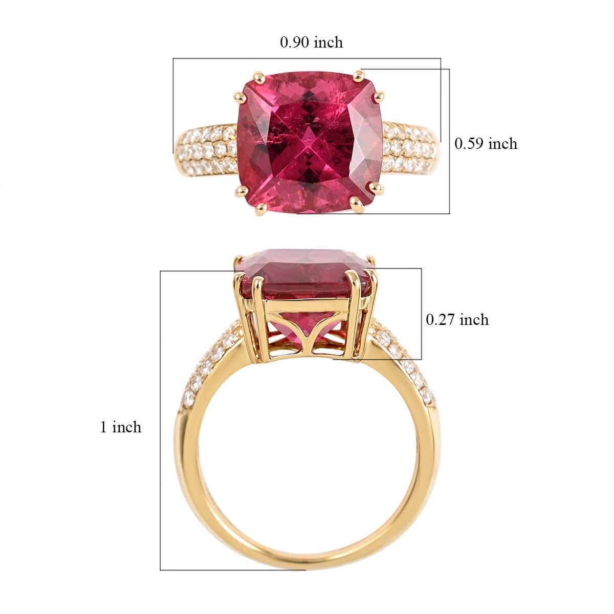 Certified Iliana 18K Yellow Gold AAA Ouro Fino Rubellite and G-H SI Diamond Ring (Size 7.0) 5.15 Grams 6.70 ctw image number 5