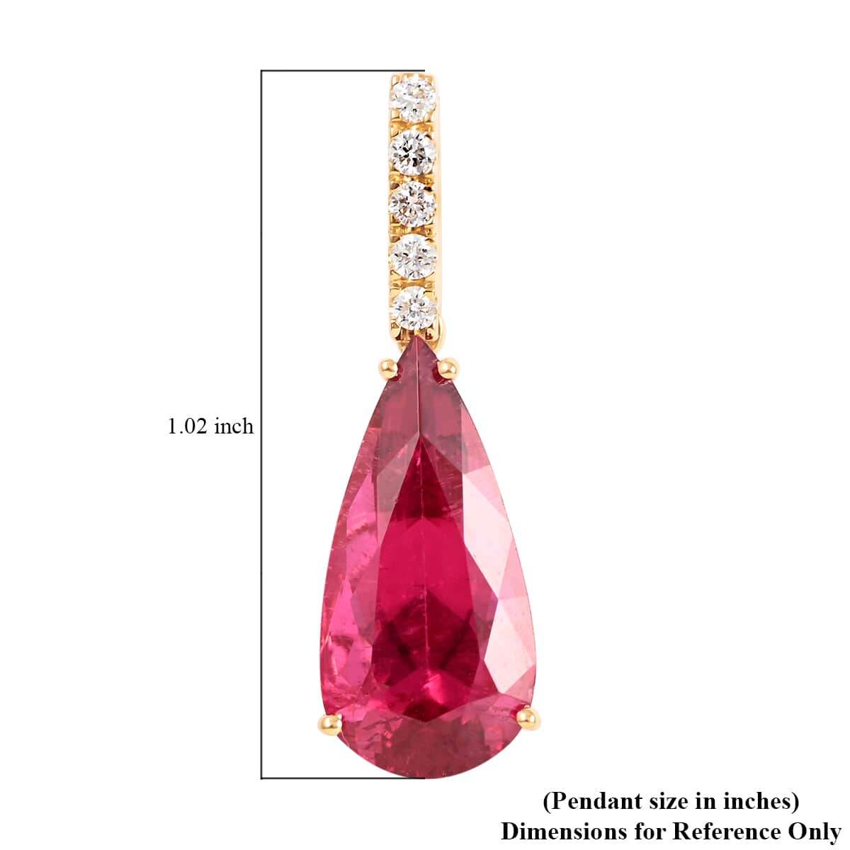 Certified & Appraised ILIANA 18K Yellow Gold AAA Ouro Fino Rubellite and G-H SI Diamond Drop Pendant 4.25 ctw image number 5