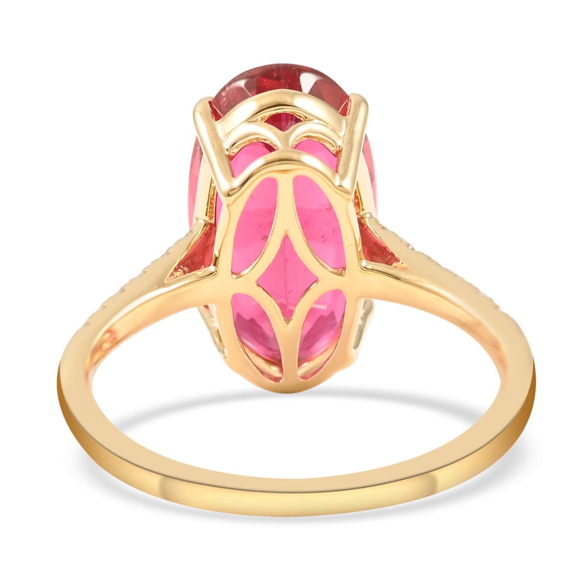 One Of A Kind Certified Iliana 18K Yellow Gold AAA Ouro Fino Rubellite and G-H SI Diamond Ring (Size 7.0) 5.30 ctw image number 4