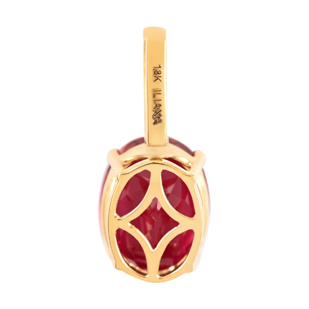 Certified Iliana 18K Yellow Gold AAA Ouro Fino Rubellite and G-H SI Diamond Pendant 5.00 ctw image number 3