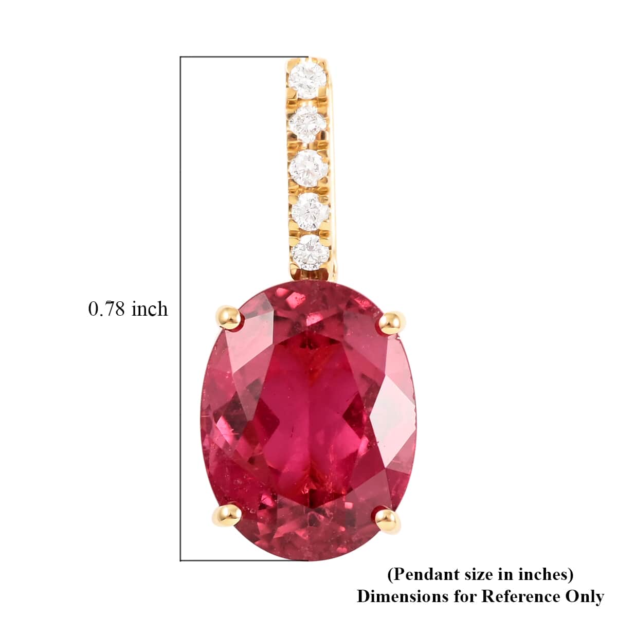 Certified Iliana 18K Yellow Gold AAA Ouro Fino Rubellite and G-H SI Diamond Pendant 5.00 ctw image number 4