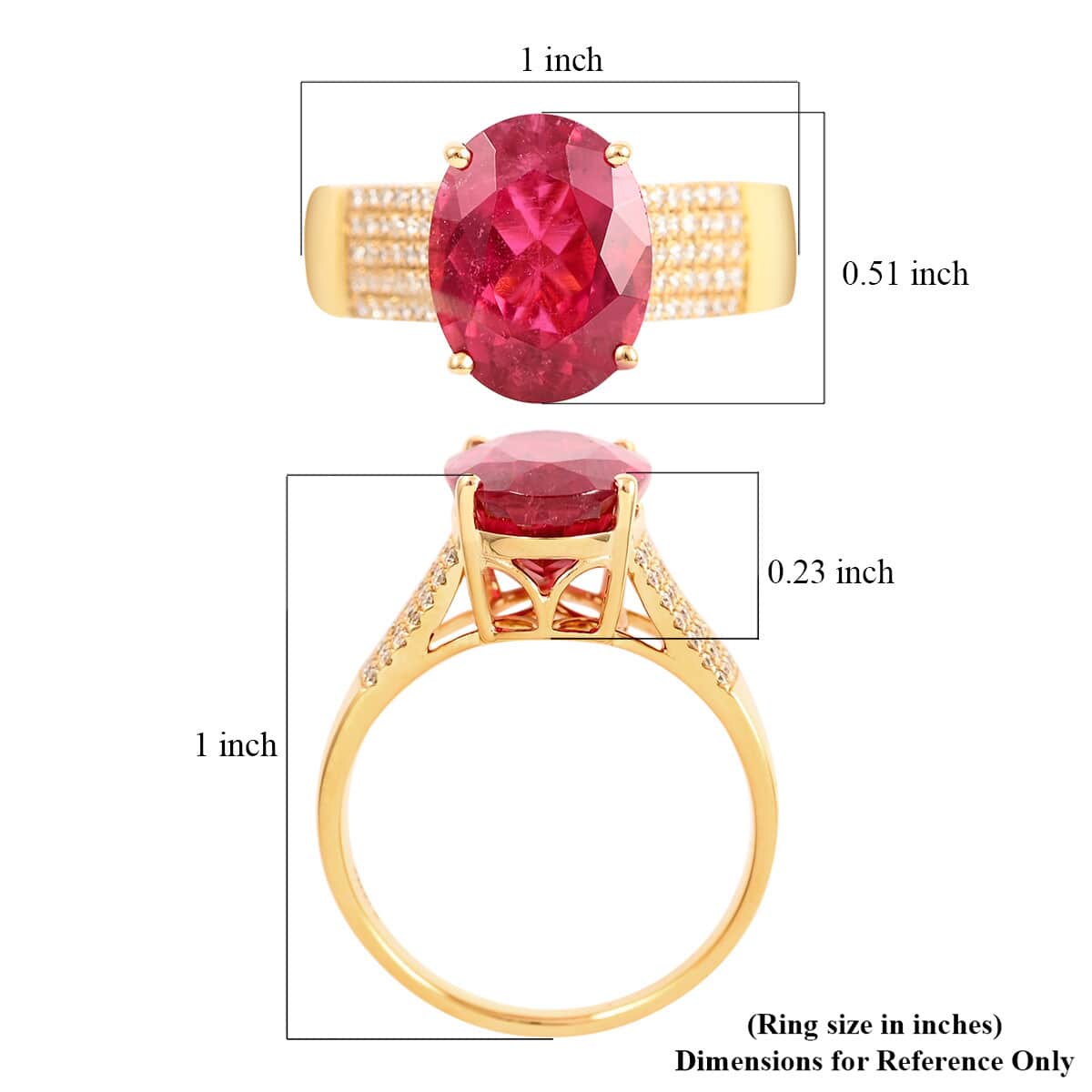 Certified & Appraised ILIANA 18K Yellow Gold AAA Ouro Fino Rubellite and G-H SI Diamond Ring 7.10 Grams 6.50 ctw image number 6