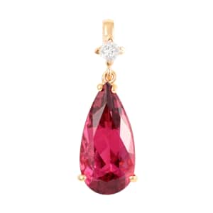 Certified & Appraised ILIANA 18K Yellow Gold AAA Ouro Fino Rubellite and G-H SI Diamond Pendant 3.30 ctw