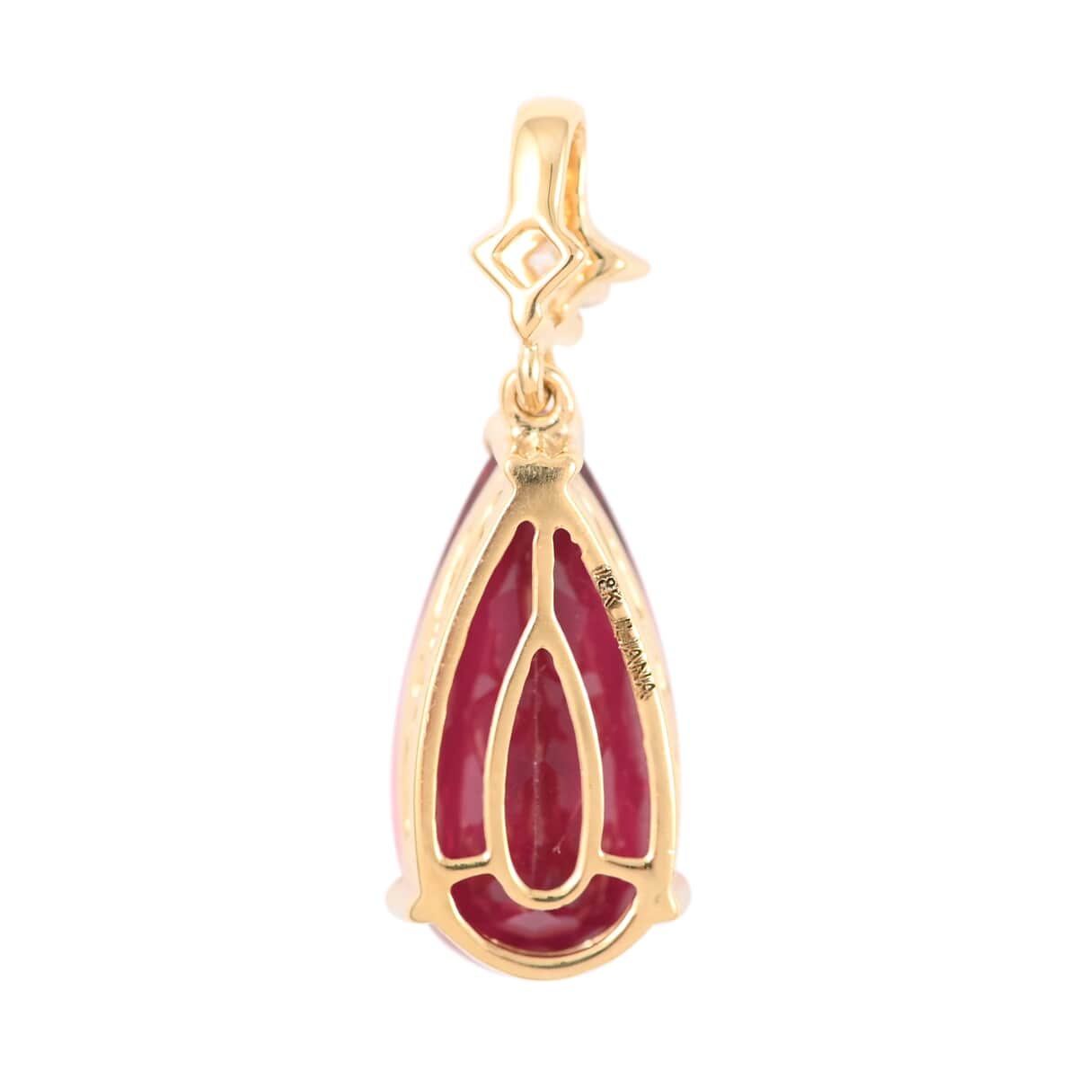 Certified & Appraised Iliana 18K Yellow Gold AAA Ouro Fino Rubellite and G-H SI Diamond Pendant 3.30 ctw image number 3
