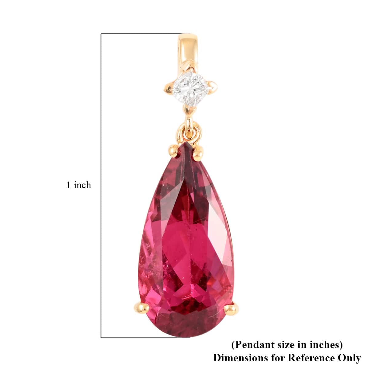 Certified & Appraised Iliana 18K Yellow Gold AAA Ouro Fino Rubellite and G-H SI Diamond Pendant 3.30 ctw image number 5