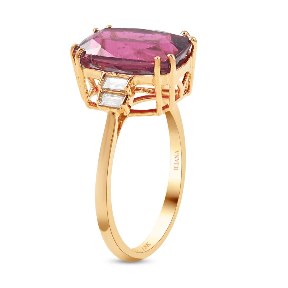 Certified Iliana 18K Yellow Gold AAA Ouro Fino Rubellite and G-H SI Diamond Ring (Size 7.0) 5.20 ctw image number 3