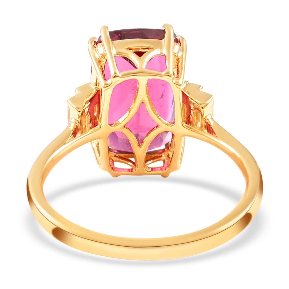 Certified Iliana 18K Yellow Gold AAA Ouro Fino Rubellite and G-H SI Diamond Ring (Size 7.0) 5.20 ctw image number 4