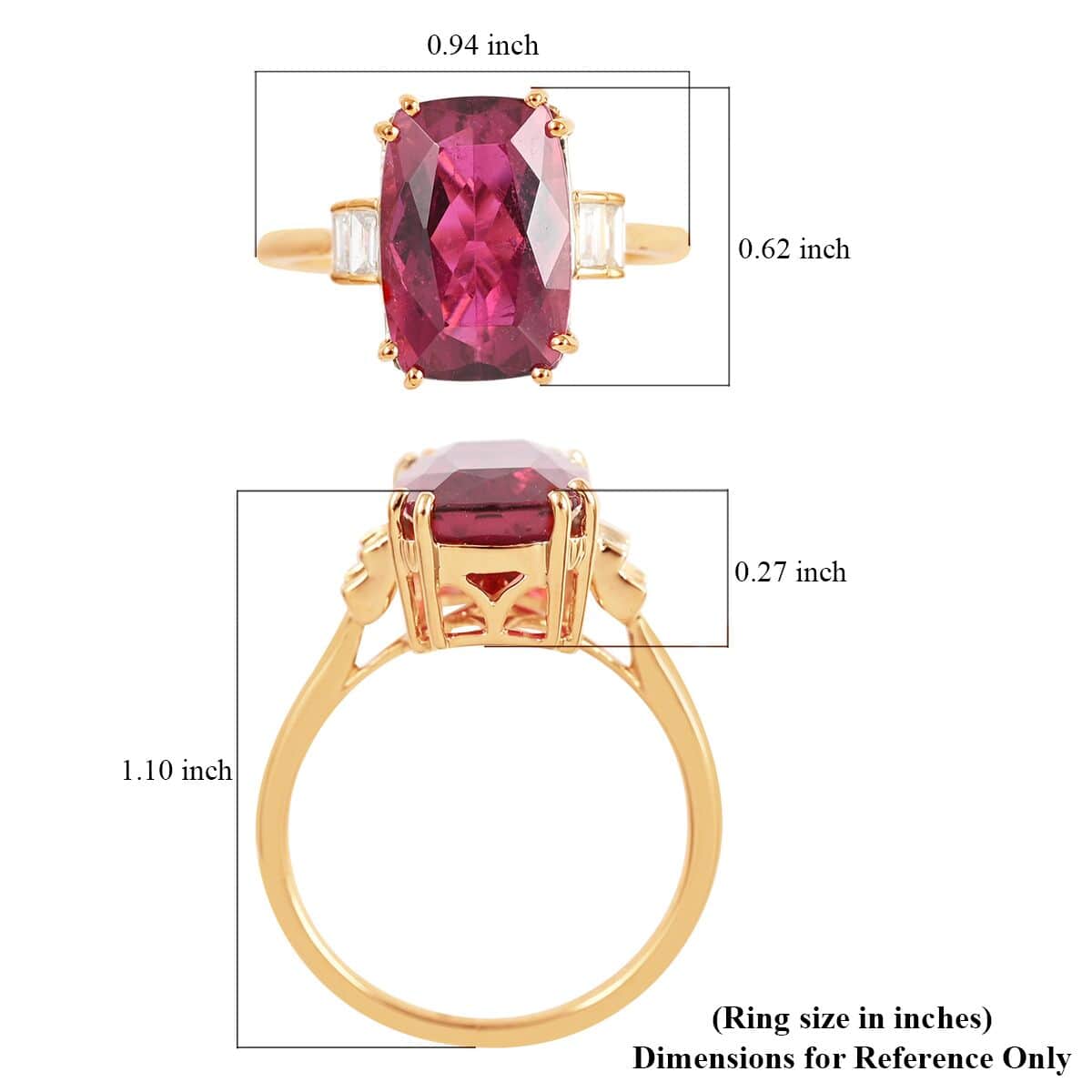 Certified Iliana 18K Yellow Gold AAA Ouro Fino Rubellite and G-H SI Diamond Ring (Size 7.0) 5.20 ctw image number 5