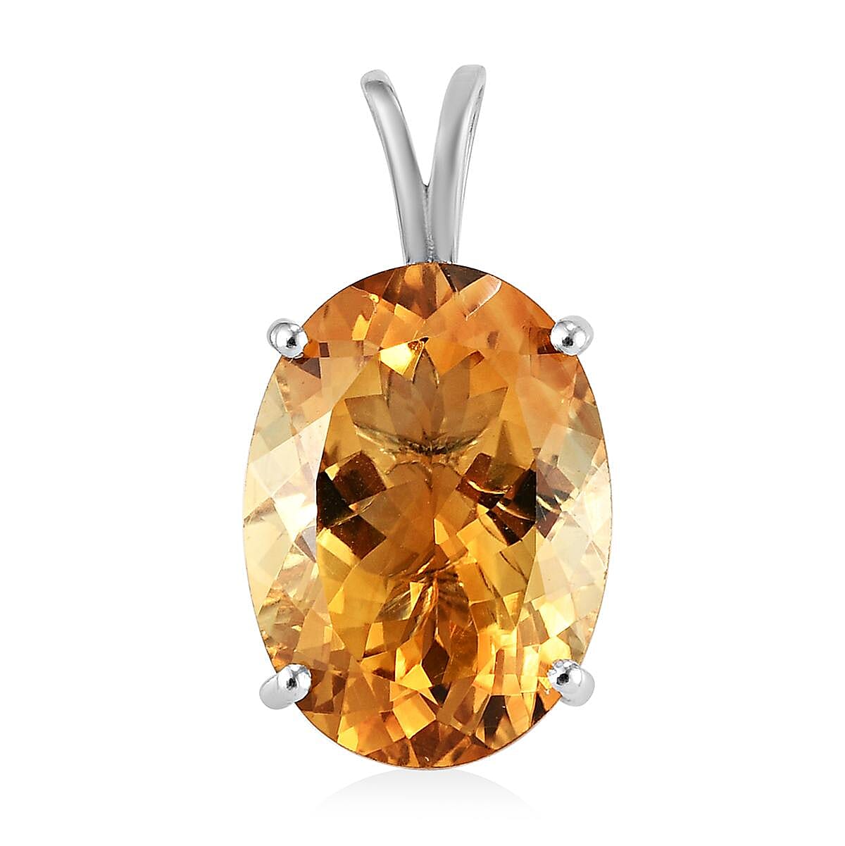 Serra Gaucha Citrine Solitaire Pendant in Platinum Over Sterling Silver 12.30 ctw