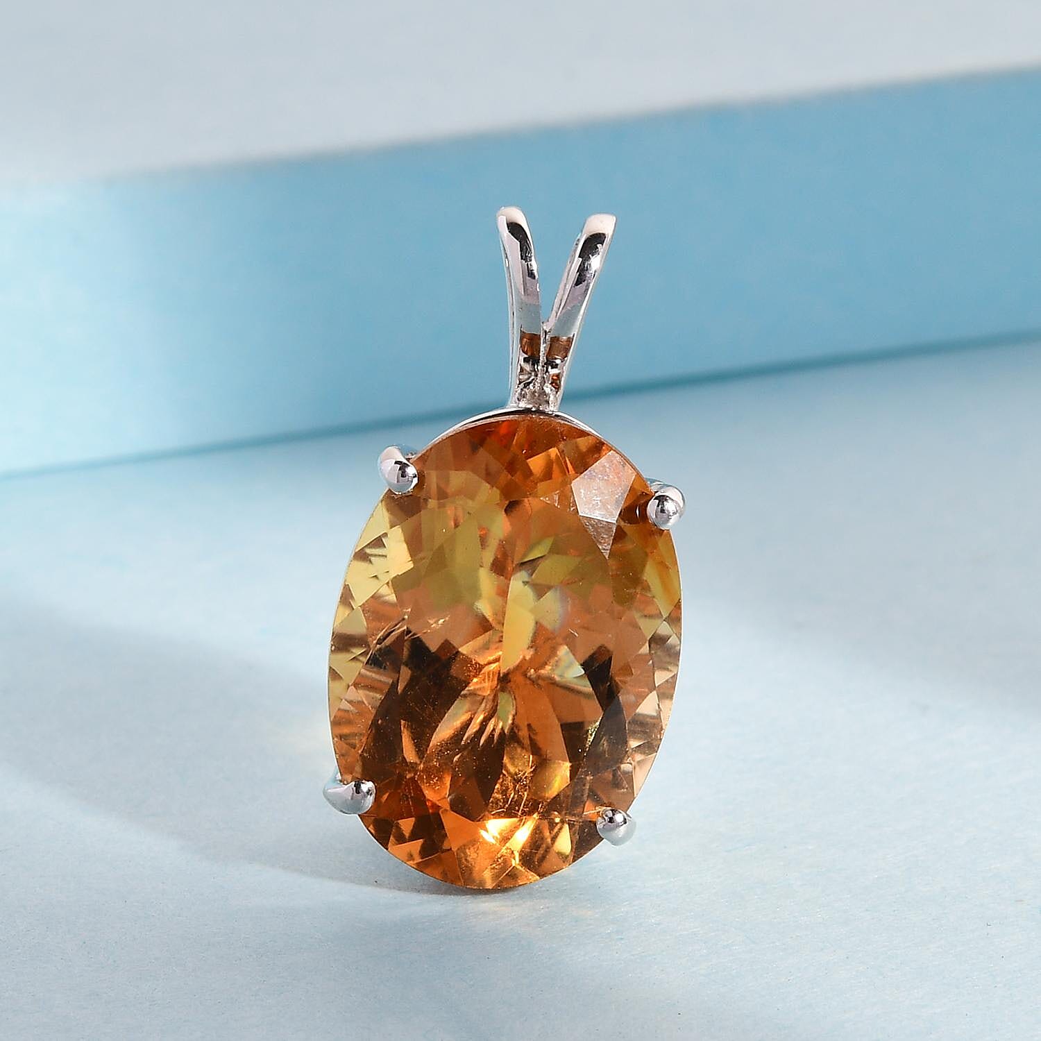 Serra Gaucha Citrine Solitaire Pendant in Platinum Over Sterling Silver 12.30 ctw