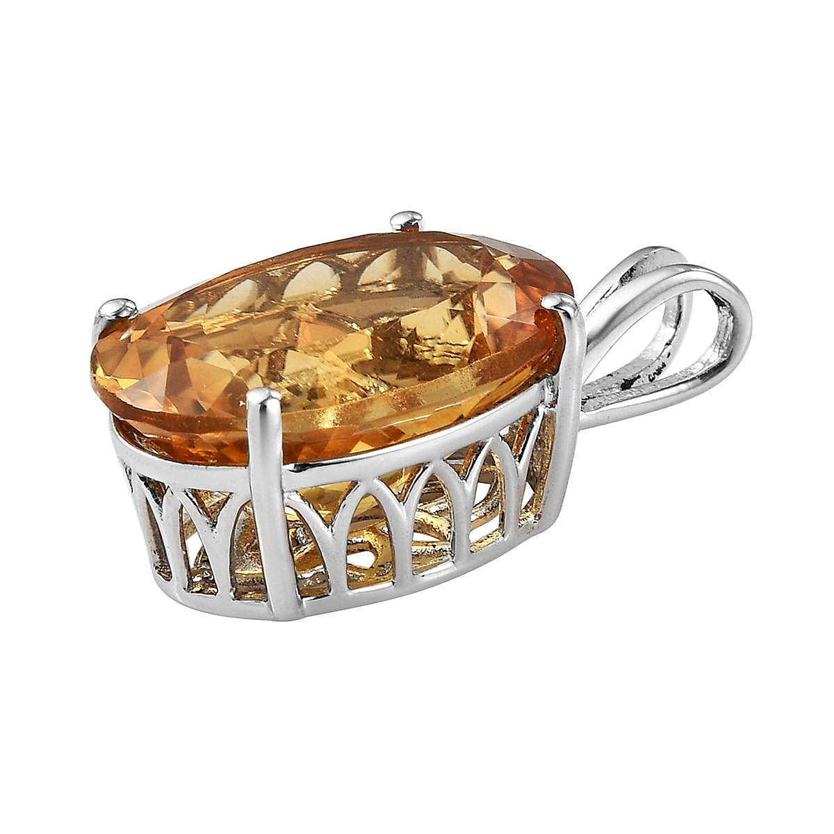 Serra Gaucha Citrine Solitaire Pendant in Platinum Over Sterling Silver 12.30 ctw