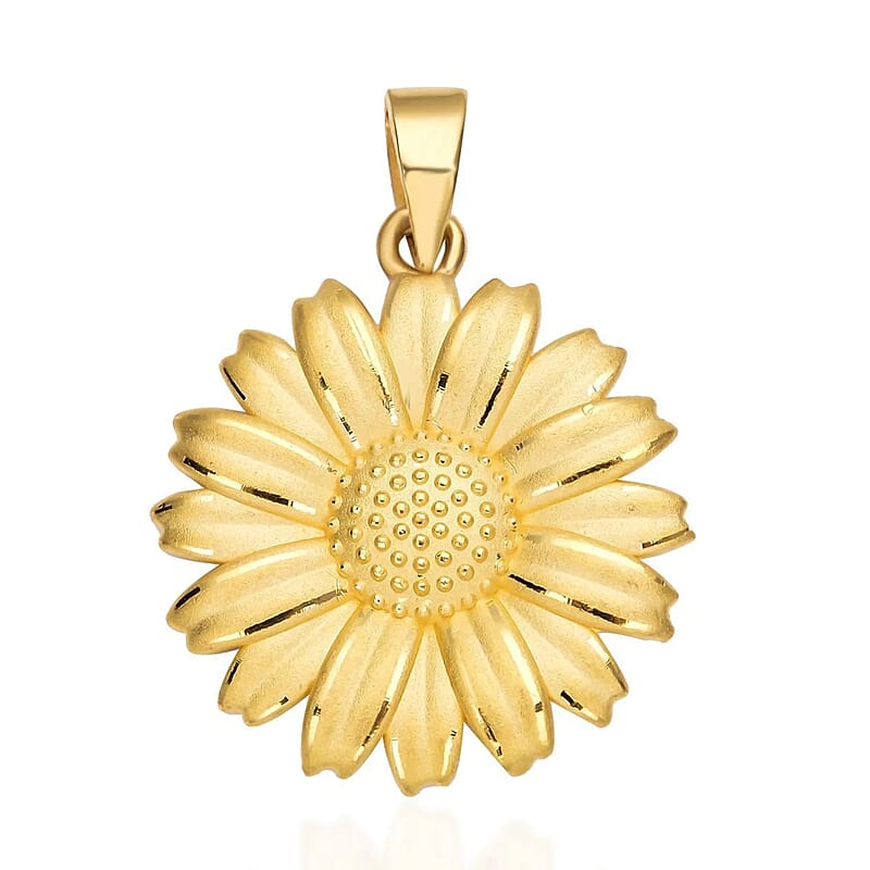 24K Yellow Gold Electroform Daisy Flower Pendant, Floral Pendant, Daisy Pendant, 24K Yellow Gold Pendant 2.20 Grams