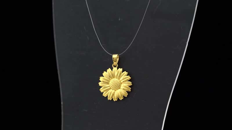 24K Yellow Gold Electroform Daisy Flower Pendant, Floral Pendant, Daisy Pendant, 24K Yellow Gold Pendant 2.20 Grams