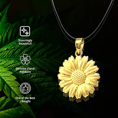 24K Yellow Gold Electroform Daisy Flower Pendant, Floral Pendant, Daisy Pendant, 24K Yellow Gold Pendant 2.20 Grams