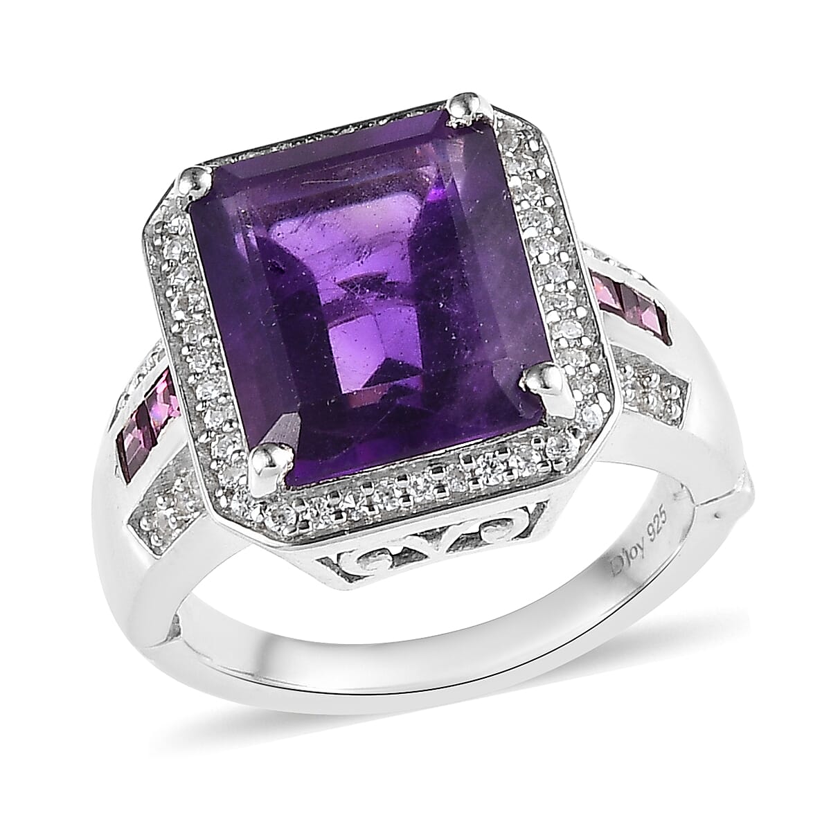 Amethyst and Multi Gemstone Cocktail Ring in Platinum Over Sterling Silver (Size 10.0) 6.10 ctw image number 0