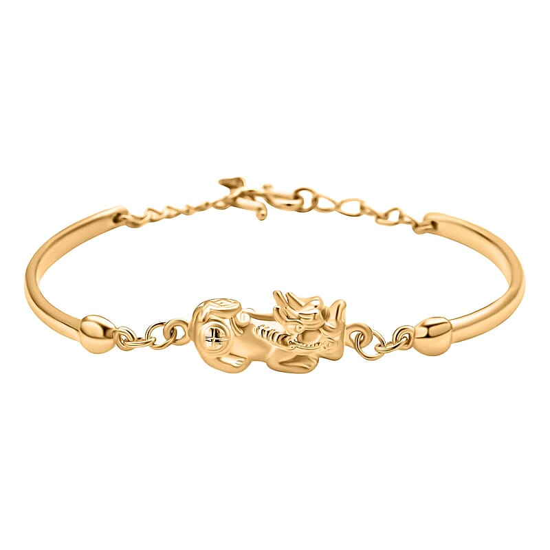 Electroform Bracelet in 24K Yellow Gold, Pi Xiu Bracelet, Gold Jewelry 5.75 Grams (6.50-8In)