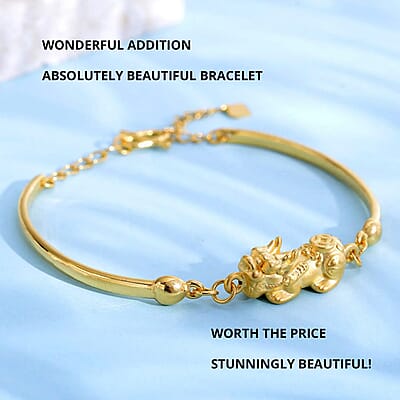 Electroform Bracelet in 24K Yellow Gold, Pi Xiu Bracelet, Gold Jewelry 5.75 Grams (6.50-8In)