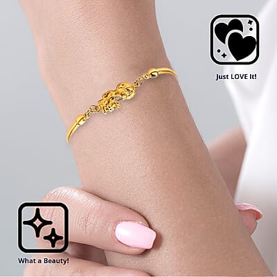 Electroform Bracelet in 24K Yellow Gold, Pi Xiu Bracelet, Gold Jewelry 5.75 Grams (6.50-8In)